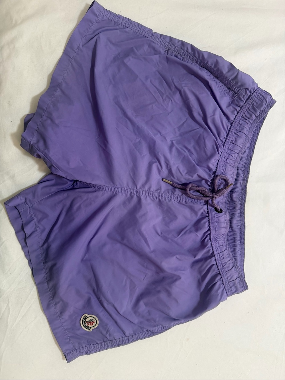 Moncler Purple Swim Shorts XXL Logo Patch Mesh Lined